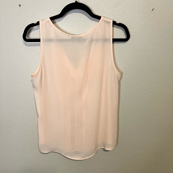 WHBM Light Pink Chiffon Ruffle Sleeveless Blouse Size 8 - Picture 4 of 5